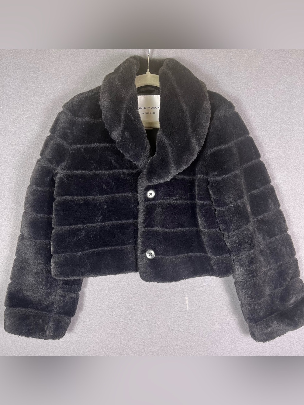 Janie And Jack Girls Black  Faux Fur Coat, Size 5-6